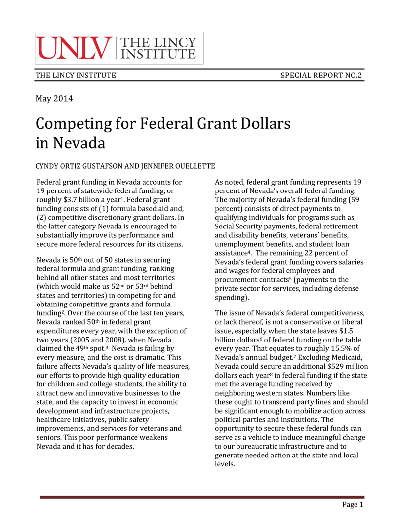 Competing for Federal Dollars in Nevada